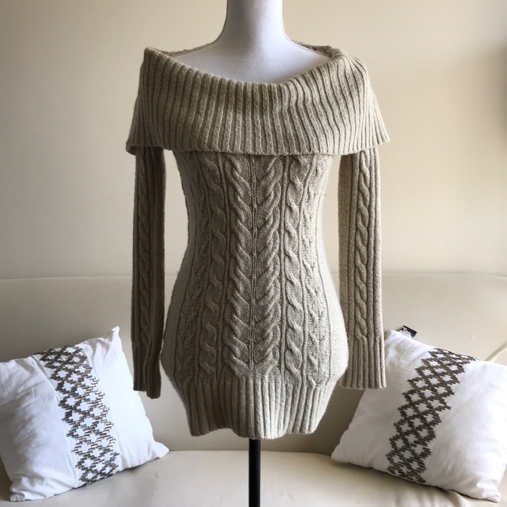 Off The Shoulder Cable Knit Sweater